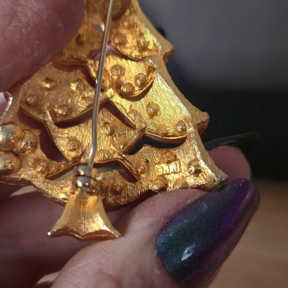 Vintage JJ Christmas tree brooch pin 1960's MCM - Picture 5 of 6